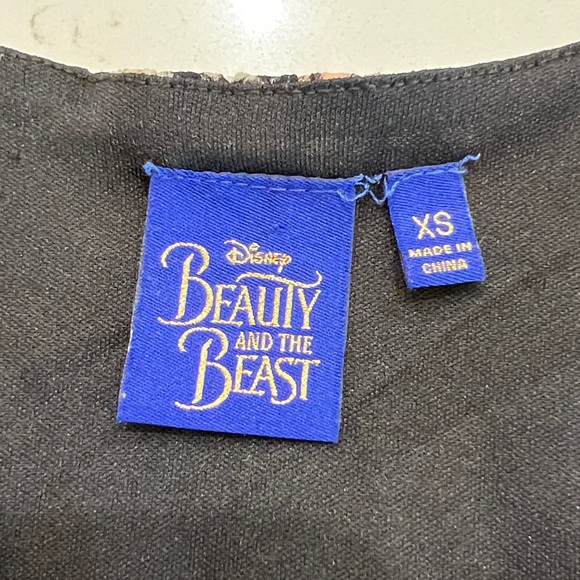 Disney Beauty & the Beast Floral Maxi Dress Smocked Sleeveless Black Rose Print - Picture 7 of 11